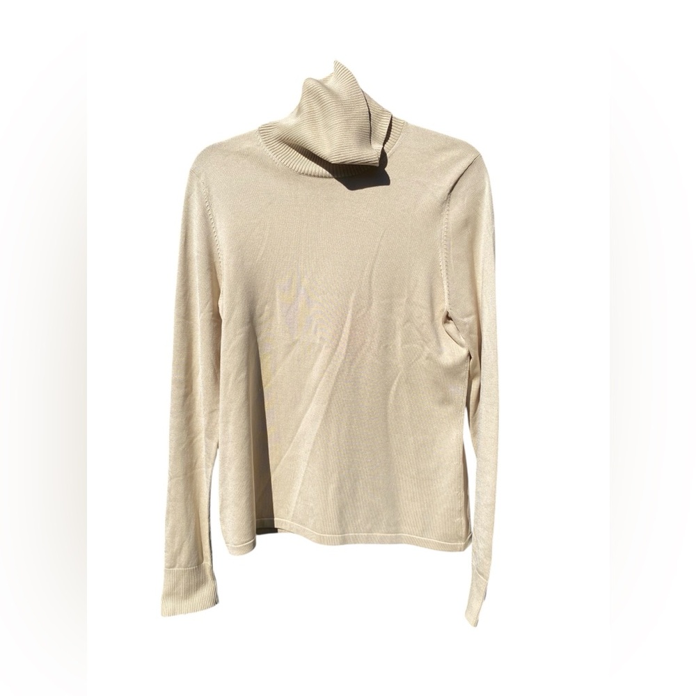 Ann Taylor Silk Stretch turtleneck sweater long sleeve ribbed neck Large. NWOT